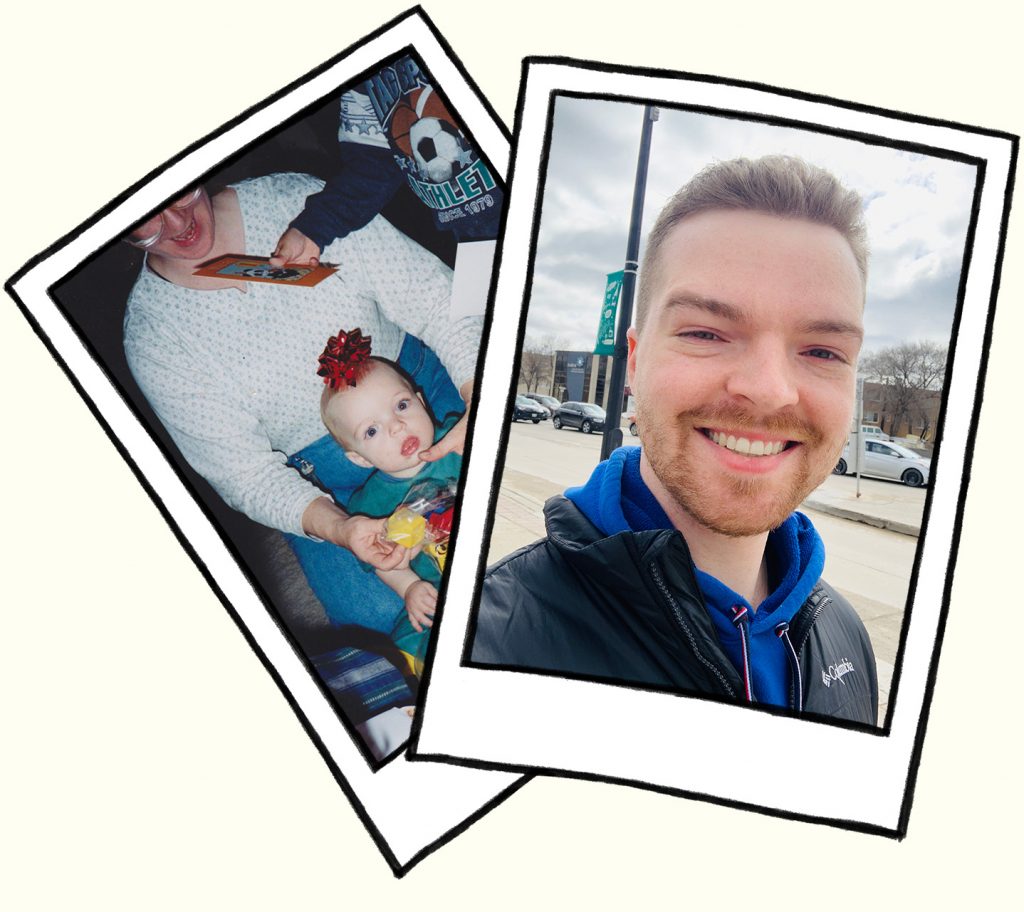 personal photos in an illustrated frame